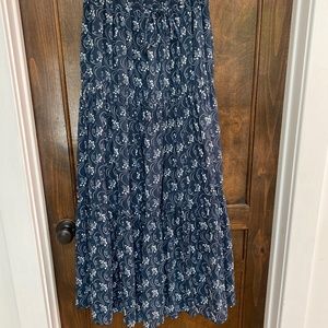 Tiered chiffon maxi skirt in starry swirl.